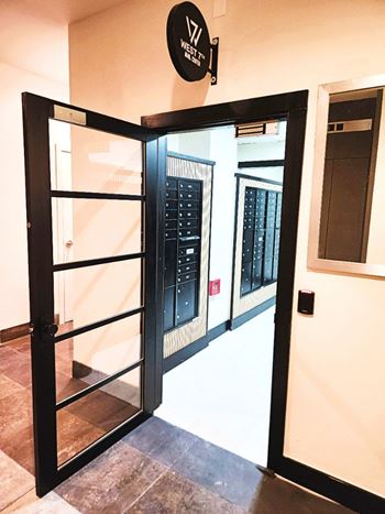 Secured mail room with package lockers